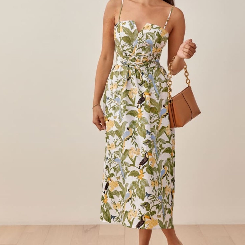 Reformation Tropical Linen Midi Dress